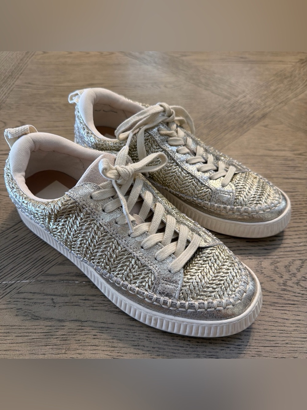 Dolce Vita Women’s Nicona Platform Woven Sneakers Sandstone Knit Rt 8.5